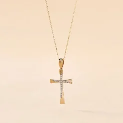 Histoire d'Or Collier Canice Croix Or Jaune Diamant New