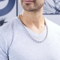 Histoire d'Or Collier Carrus Maille Grain De Cafe Argent Blanc