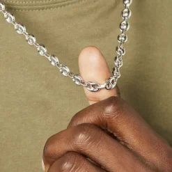 Histoire d'Or Collier Carrus Maille Grain De Cafe Argent Blanc