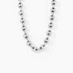 Histoire d'Or Collier Carrus Maille Grain De Cafe Argent Blanc Hot