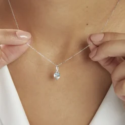 Histoire d'Or Collier Clothilde Or Blanc Topaze Et Oxyde De Zirconium or blanc topaze bleu sky Clearance