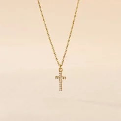 Histoire d'Or Collier Cobeia Croix Maille Forçat Or Jaune Oxyde De Zirconium Best