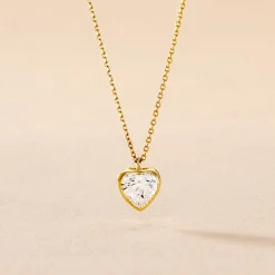 Histoire d'Or Collier Coeur Serti Clos Or Jaune Oxyde De Zirconium New