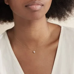 Histoire d'Or Collier Coeur Serti Clos Or Jaune Oxyde De Zirconium New