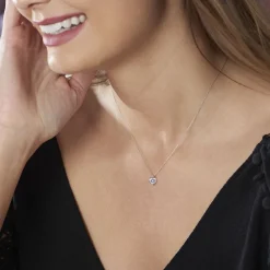 Histoire d'Or Collier Coeur Serti Clos Or Blanc Oxyde De Zirconium Sale