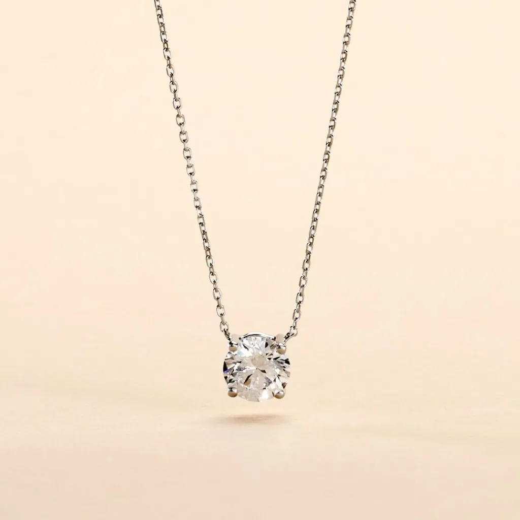 Histoire d'Or Collier Collection Aphrodite Or Blanc Diamant Synthetique or blanc diamant synthétique New