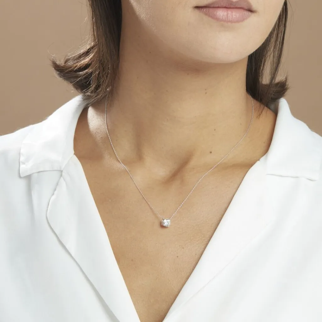 Histoire d'Or Collier Collection Aphrodite Or Blanc Diamant Synthetique or blanc diamant synthétique New