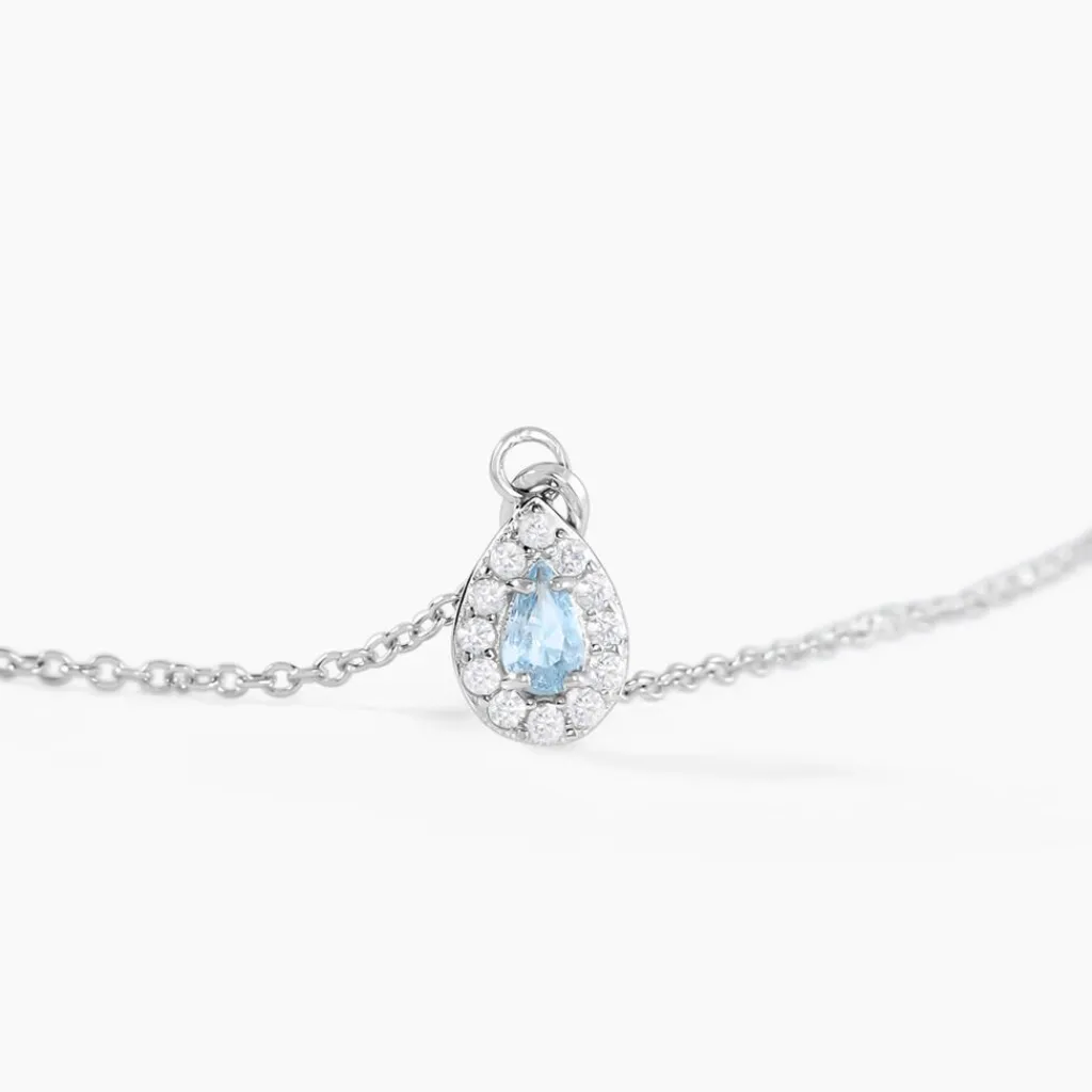 Histoire d'Or Collier Court Argent Blanc Tania Oxyde De Zirconium argent blanc oxyde bleu Discount