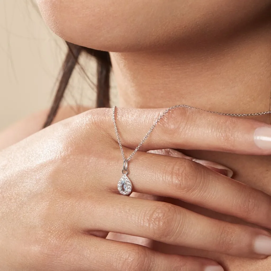 Histoire d'Or Collier Court Argent Blanc Tania Oxyde De Zirconium argent blanc oxyde bleu Discount