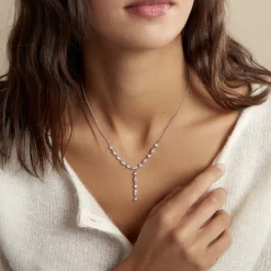 Histoire d'Or Collier Cravate Argent Blanc Shiny Nights Oxyde De Zirconium Outlet