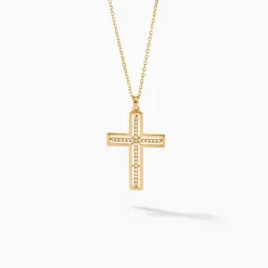 Histoire d'Or Collier Croix Or Jaune Diamant New