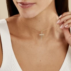 Histoire d'Or Collier Croix Or Jaune Diamant New
