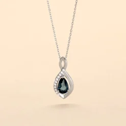 Histoire d'Or Collier Dalil Or Blanc Topaze Oxyde or blanc topaze bleue