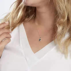 Histoire d'Or Collier Dalil Or Blanc Topaze Oxyde or blanc topaze bleue