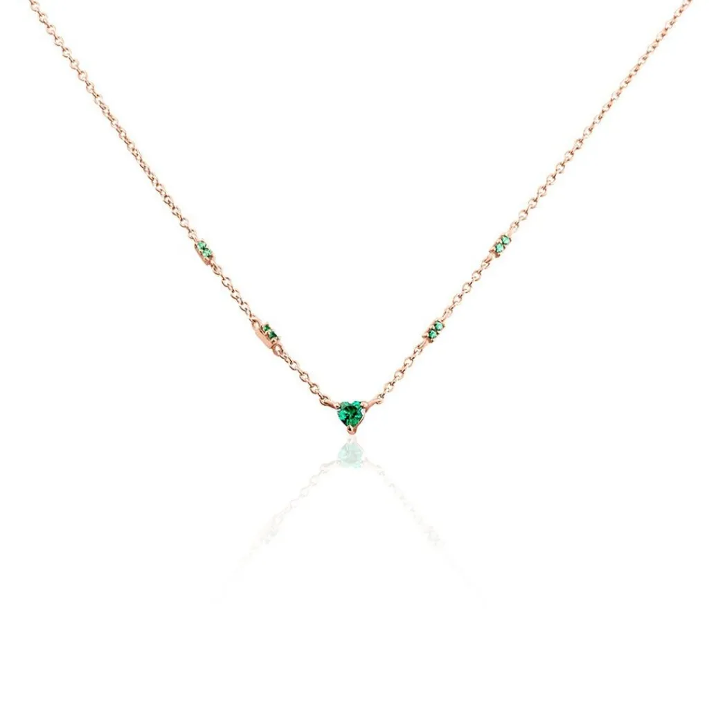 Histoire d'Or Collier Déclaration Argent Rose Oxyde De Zirconium argent rose oxyde vert Sale