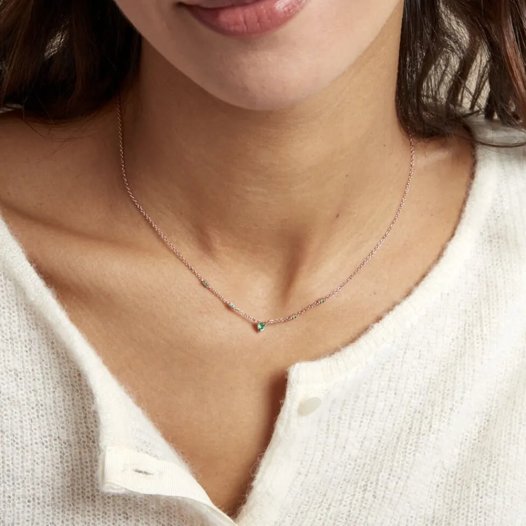 Histoire d'Or Collier Déclaration Argent Rose Oxyde De Zirconium argent rose oxyde vert Sale