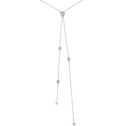 Histoire d'Or Collier De Dos Indigo Argent Perle De Culture Oxyde argent blanc perle blanche Sale