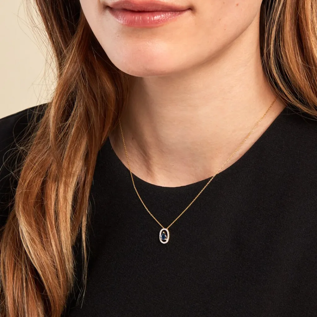 Histoire d'Or Collier Dorottya Diamant or jaune saphir New