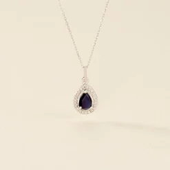 Histoire d'Or Collier Dorthy Or Blanc Saphir Et Diamant Hot