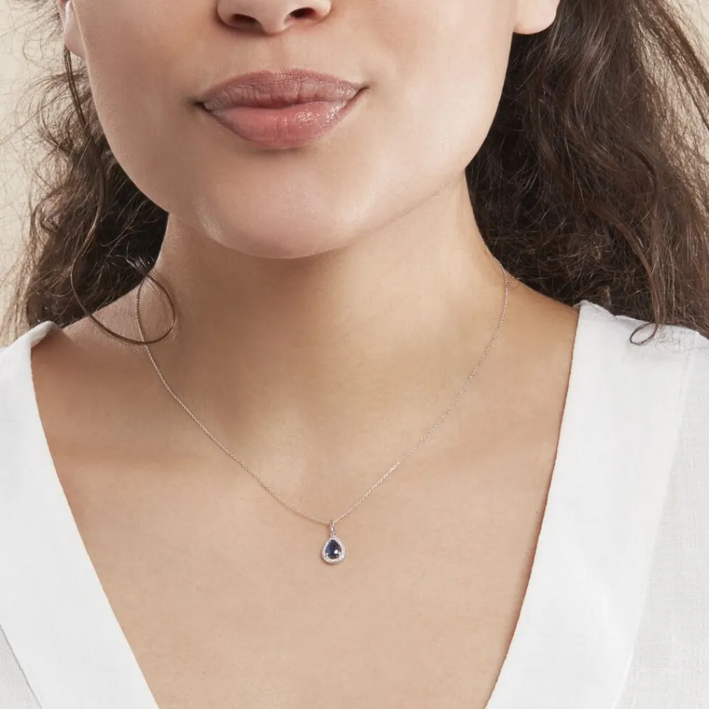 Histoire d'Or Collier Dorthy Or Blanc Saphir Et Diamant Hot