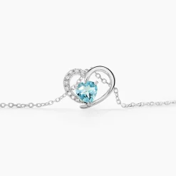 Histoire d'Or Collier Eliana Or Blanc Topaze Et Oxyde De Zirconium or blanc topaze bleue Clearance