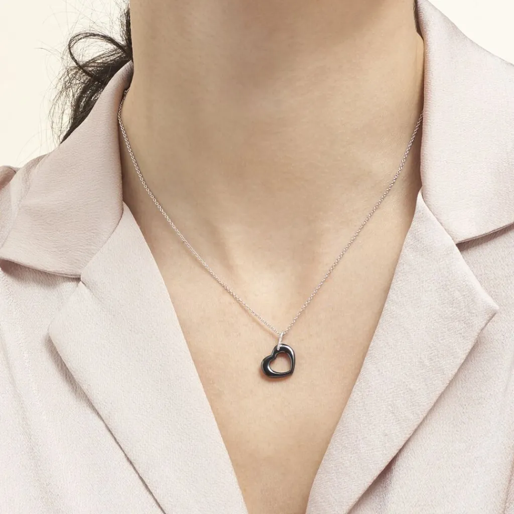 Histoire d'Or Collier Elodie Argent Blanc Oxyde De Zirconium Et Céramique New