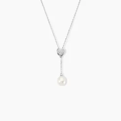 Histoire d'Or Collier Elvie Argent Blanc Perle De Culture Et Oxyde De Zirconium New