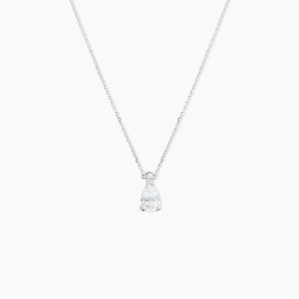 Histoire d'Or Collier Enis Or Blanc Oxyde De Zirconium Et Olivine Best