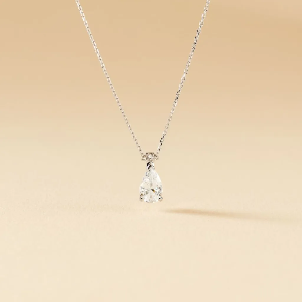 Histoire d'Or Collier Enis Or Blanc Oxyde De Zirconium Et Olivine Best