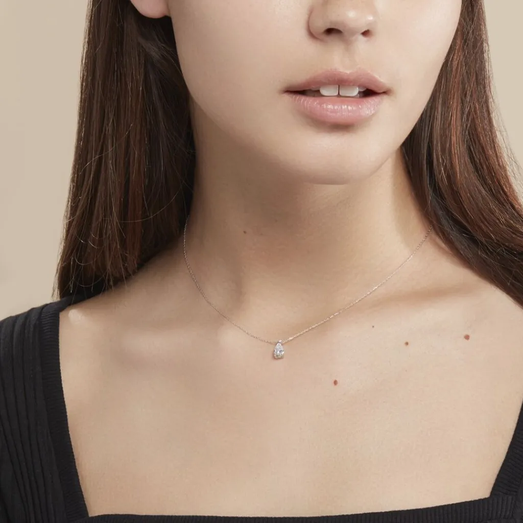 Histoire d'Or Collier Enis Or Blanc Oxyde De Zirconium Et Olivine Best