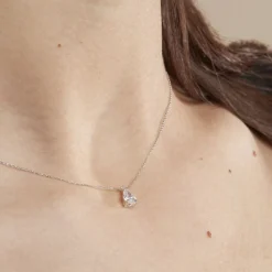 Histoire d'Or Collier Enis Or Blanc Oxyde De Zirconium Et Olivine Best