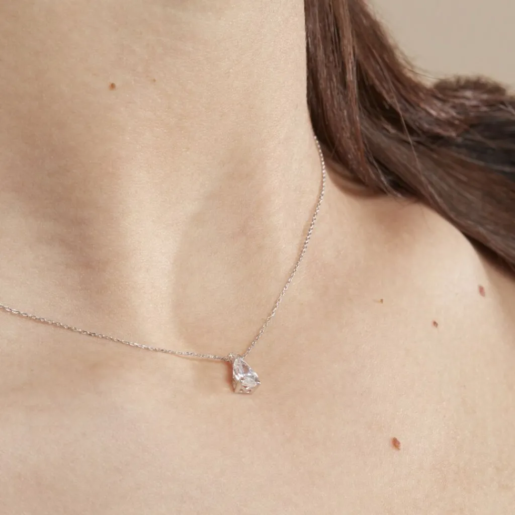 Histoire d'Or Collier Enis Or Blanc Oxyde De Zirconium Et Olivine Best