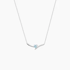 Histoire d'Or Collier Eva Or Blanc Topaze Et Oxyde De Zirconium or blanc topaze bleue New