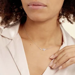 Histoire d'Or Collier Eva Or Blanc Topaze Et Oxyde De Zirconium or blanc topaze bleue New