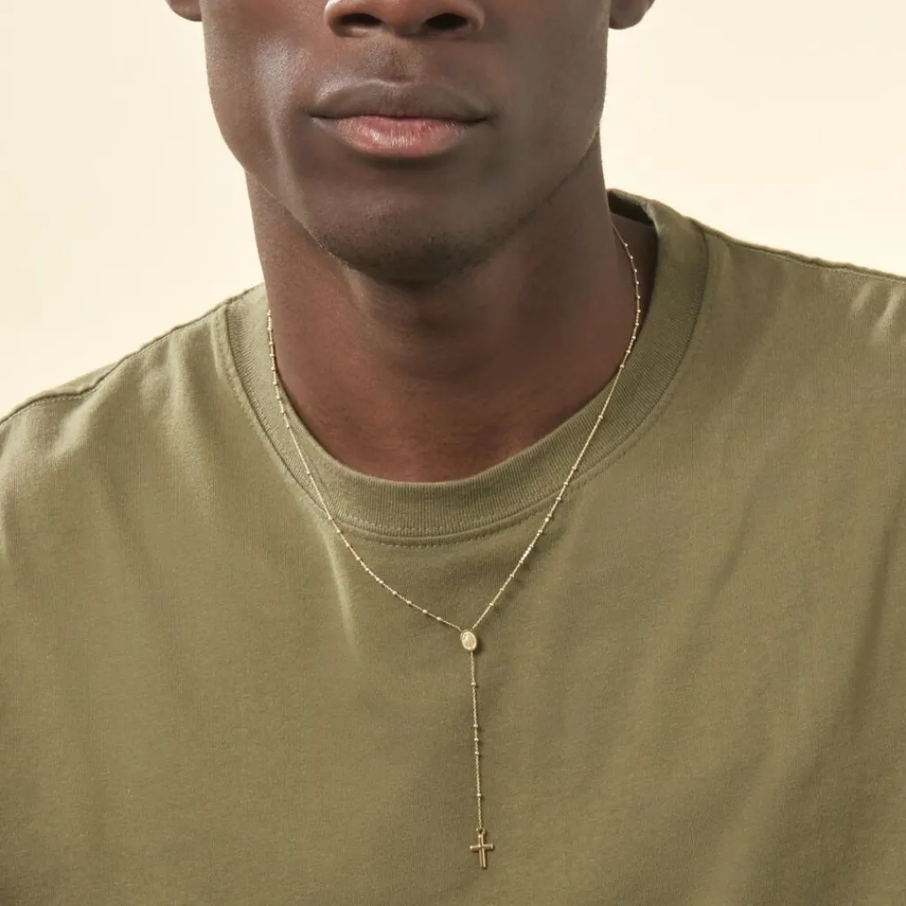 Histoire d'Or Collier Evelina Croix Maille Boule Or Jaune Discount