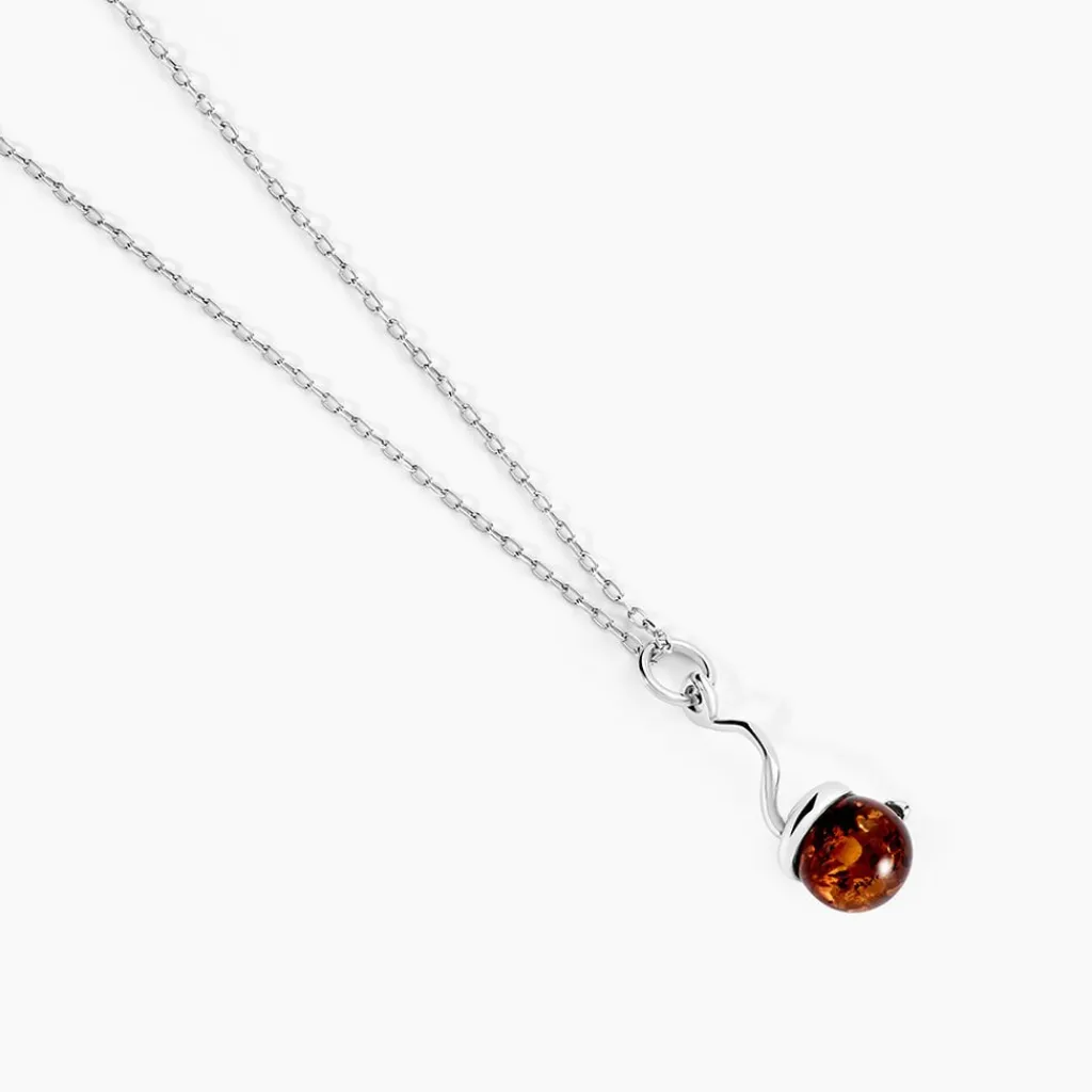 Histoire d'Or Collier Famata Argent Blanc Ambre Best