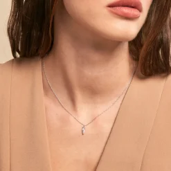 Histoire d'Or Collier Feath Argent Blanc Oxyde De Zirconium New