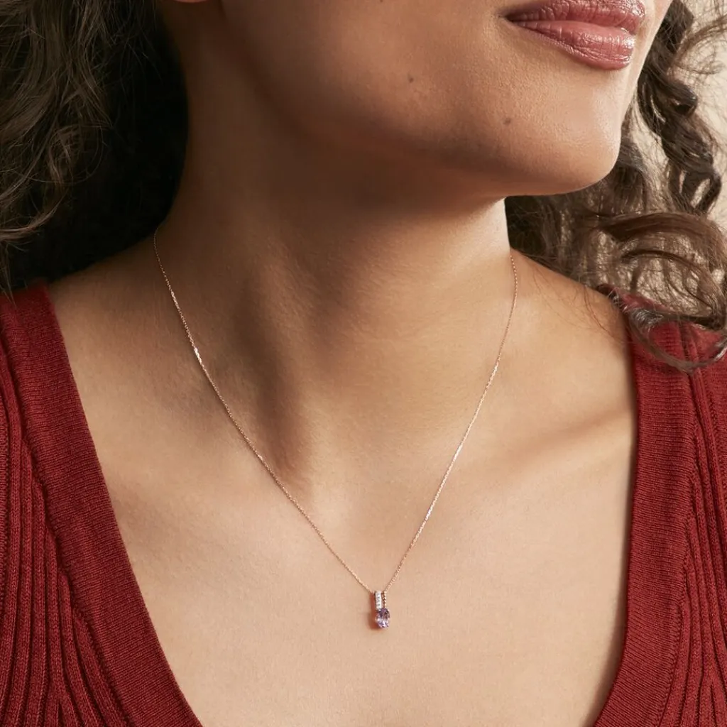 Histoire d'Or Collier Frannie Or Rose Amethyste Et Oxyde De Zirconium