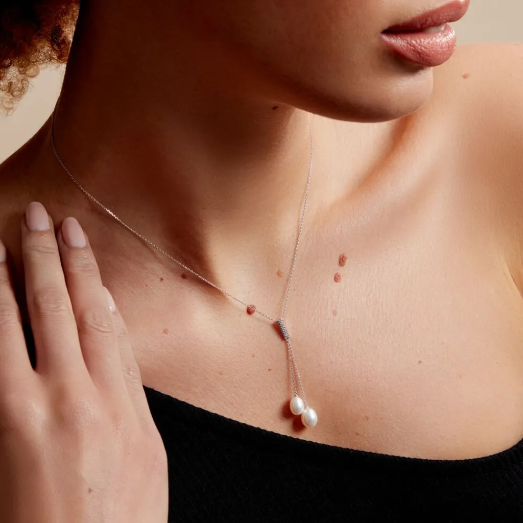 Histoire d'Or Collier Giacomo Or Blanc Perle De Culture Sale