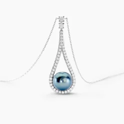 Histoire d'Or Collier Gillet Or Blanc Perle De Tahiti Oxyde Zirconium Outlet