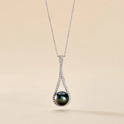 Histoire d'Or Collier Gillet Or Blanc Perle De Tahiti Oxyde Zirconium Outlet