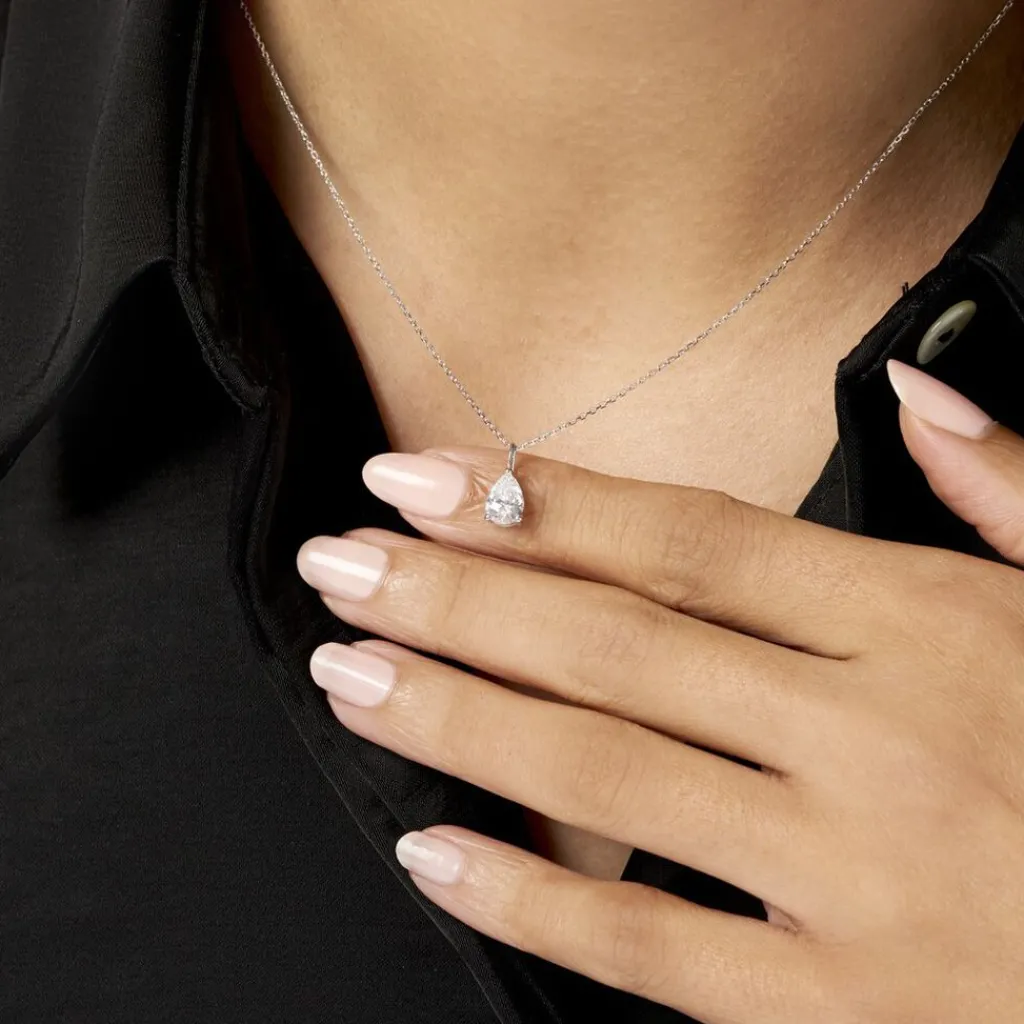 Histoire d'Or Collier Goutte De Zirconium or blanc oxyde