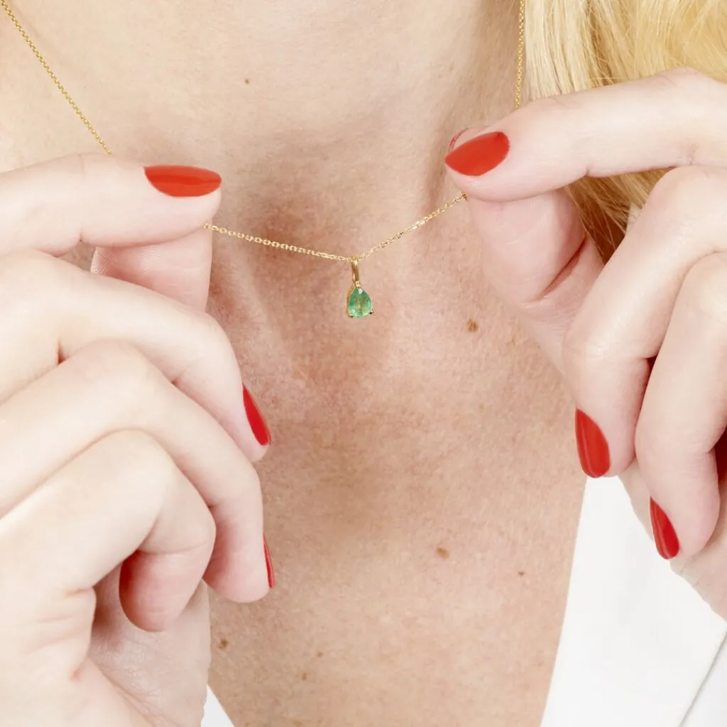 Histoire d'Or Collier Goutte or jaune emeraude