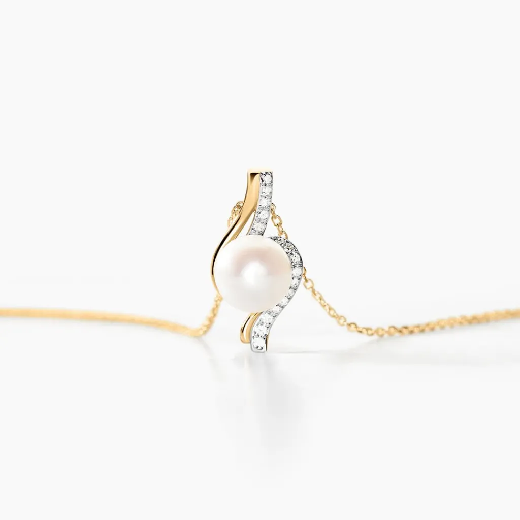 Histoire d'Or Collier Grazilla Or Bicolore Perle De Culture Et Diamant Online