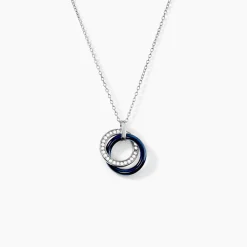 Histoire d'Or Collier Grizzel Argent Céramique Oxyde argent blanc céramique bleue Outlet