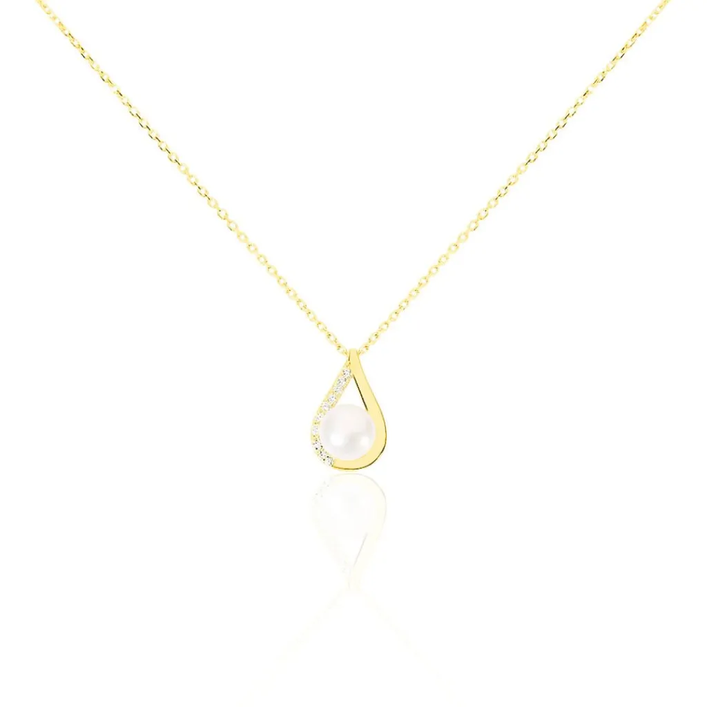 Histoire d'Or Collier Helin Or Jaune Perle De Culture Et Oxyde De Zirconium Clearance