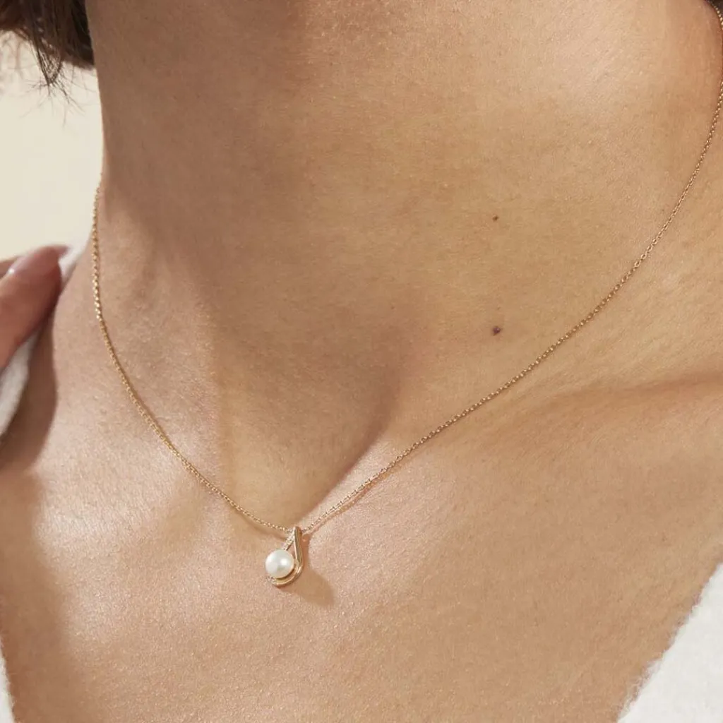 Histoire d'Or Collier Helin Or Jaune Perle De Culture Et Oxyde De Zirconium Clearance