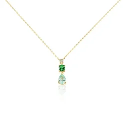 Histoire d'Or Collier Huffie Plaqué Or Jaune Pierre D'imitation New