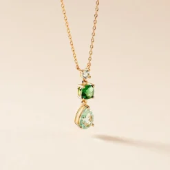 Histoire d'Or Collier Huffie Plaqué Or Jaune Pierre D'imitation New