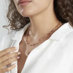 Histoire d'Or Collier Ilvaae Plaqué Or Pierre De Synthèse Rose Outlet